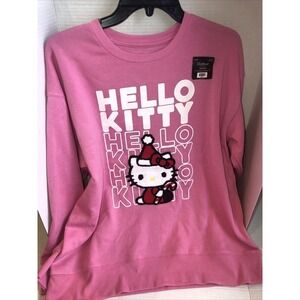 Hello Kitty Christmas Pink  Sweatshirt Adult Size MEDIUM NEW WITH TAG Felt Kitty